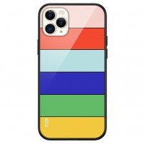 NXE többszínű tok üveg hátsó résszel - iPhone 13 Pro - sötét szivárvány színű