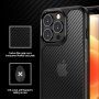 Félig átlátszó tok szénszálas mintával - iPhone 13 Pro - fekete