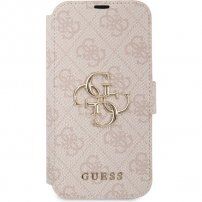 Guess 4G Metal Logo flip cover borító - iPhone 13 - rózsaszín