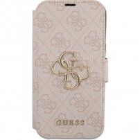 Guess 4G Metal Logo flip cover borító - iPhone 13 Pro - rózsaszín