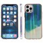 Ütésálló védőtok akvarell mintával - iPhone 13 Pro Max - zöld