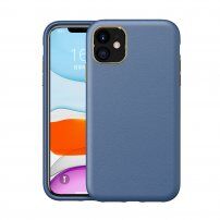 Ütésálló bőr textúrájú tok - iPhone 11 - kék