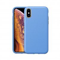 Ütésálló bőr textúrájú tok - iPhone XS Max - világoskék
