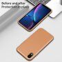 Ütésálló bőr textúrájú tok - iPhone XR - barna