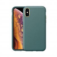Ütésálló bőr textúrájú tok - iPhone X / XS - zöld