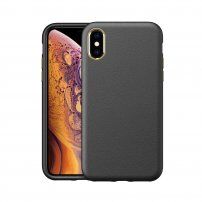 Ütésálló bőr textúrájú tok - iPhone XS Max - fekete