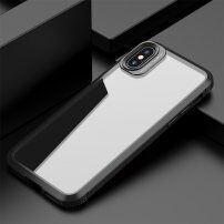 Ütésálló átlátszó tok szénszálas textúrával - iPhone X / XS - fekete