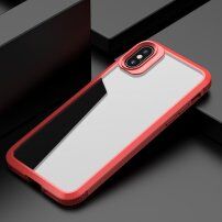 Ütésálló átlátszó tok szénszálas textúrával - iPhone XS Max - piros