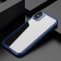 Ütésálló átlátszó tok szénszálas textúrával - iPhone XR - kék