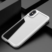 Ütésálló átlátszó tok szénszálas textúrával - iPhone XS Max - fehér