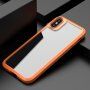 Ütésálló átlátszó tok szénszálas textúrával - iPhone XR - narancssárga