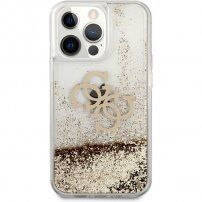 Guess Big 4G Liquid Glitter Gold tok - iPhone 13 Pro - arany