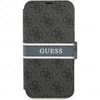 Guess 4G Printed Stripe flip cover borító - iPhone 13 mini - szürke