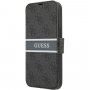Guess 4G Printed Stripe flip cover borító - iPhone 13 Pro - szürke