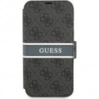 Guess 4G Printed Stripe flip cover borító - iPhone 13 Pro - szürke