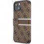Guess 4G Printed Stripe flip cover borító - iPhone 13 mini - barna