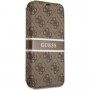Guess 4G Printed Stripe flip cover borító - iPhone 13 - barna