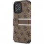 Guess 4G Printed Stripe flip cover borító - iPhone 13 Pro Max - barna