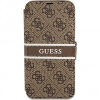 Guess 4G Printed Stripe flip cover borító - iPhone 13 Pro Max - barna
