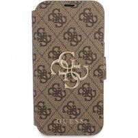 Guess 4G Metal Logo flip cover borító - iPhone 13 mini - barna