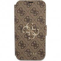 Guess 4G Metal Logo flip cover borító - iPhone 13 Pro Max - barna