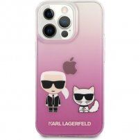 Karl Lagerfeld Ikonik Karl and Choupette Cover tok - iPhone 13 Pro Max - rózsaszín