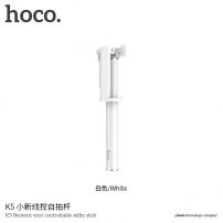 HOCO vezetékes selfie bot Apple iPhone - max 71cm - bílá