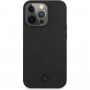 Mercedes Genuine Leather Meshed bőr tok - iPhone 13 Pro Max - fekete