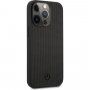 Mercedes Genuine Leather Meshed bőr tok - iPhone 13 Pro Max - fekete