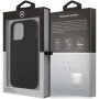 Mercedes Genuine Leather Meshed bőr tok - iPhone 13 Pro Max - fekete