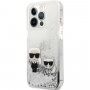 Karl Lagerfeld Liquid Glitter Karl and Choupette tok - iPhone 13 Pro Max - ezüst