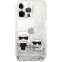 Karl Lagerfeld Liquid Glitter Karl and Choupette tok - iPhone 13 Pro Max - ezüst