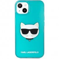 Karl Lagerfeld Choupette Head tok - iPhone 13 mini - türkizkék