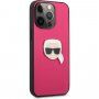 Karl Lagerfeld Leather Karl Head tok - iPhone 13 Pro Max - fukszia