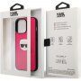 Karl Lagerfeld Leather Karl Head tok - iPhone 13 Pro Max - fukszia