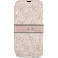 Guess 4G Printed Stripe flip cover borító - iPhone 13 Pro - rózsaszín