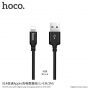 HOCO fonott töltő kábel Apple iPhone / iPad / iPod - 1m - fekete