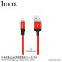HOCO fonott töltő kábel Apple iPhone / iPad / iPod - 1m - piros-fekete