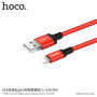 HOCO fonott töltő kábel Apple iPhone / iPad / iPod - 1m - piros-fekete