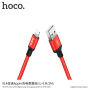 HOCO fonott töltő kábel Apple iPhone / iPad / iPod - 1m - piros-fekete