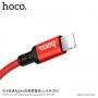 HOCO fonott töltő kábel Apple iPhone / iPad / iPod - 1m - piros-fekete