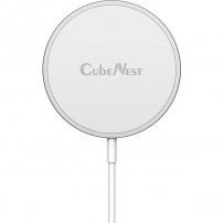 CubeNest S100 mágneses vezeték nélküli töltő MagSafe támogatással - iPhone - ezüst
