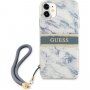 Guess Marble Stripe tok - iPhone 11 - kék