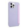 Szilikon és PU műbőr pénztárca tok - iPhone 13 mini - lila