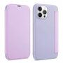 Szilikon és PU műbőr pénztárca tok - iPhone 13 - lila