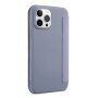 Szilikon és PU műbőr pénztárca tok - iPhone 13 - kékes-szürke