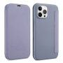 Szilikon és PU műbőr pénztárca tok - iPhone 13 - kékes-szürke