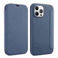 Szilikon és PU műbőr pénztárca tok - iPhone 13 - kék