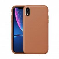 Ütésálló bőr textúrájú tok - iPhone XR - barna