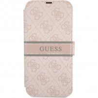 Guess 4G Printed Stripe flip cover borító - iPhone 13 - rózsaszín